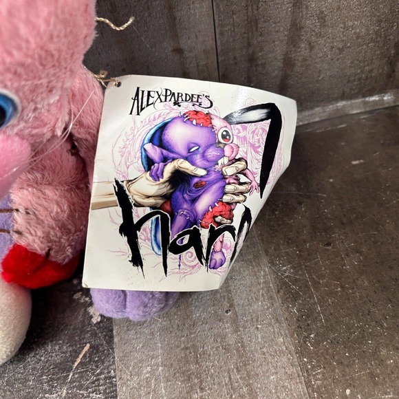 Alex Pardee HARM bunny rabbit plush doll Hot Topic early 2000's Pink Vers. - Picture 2 of 9
